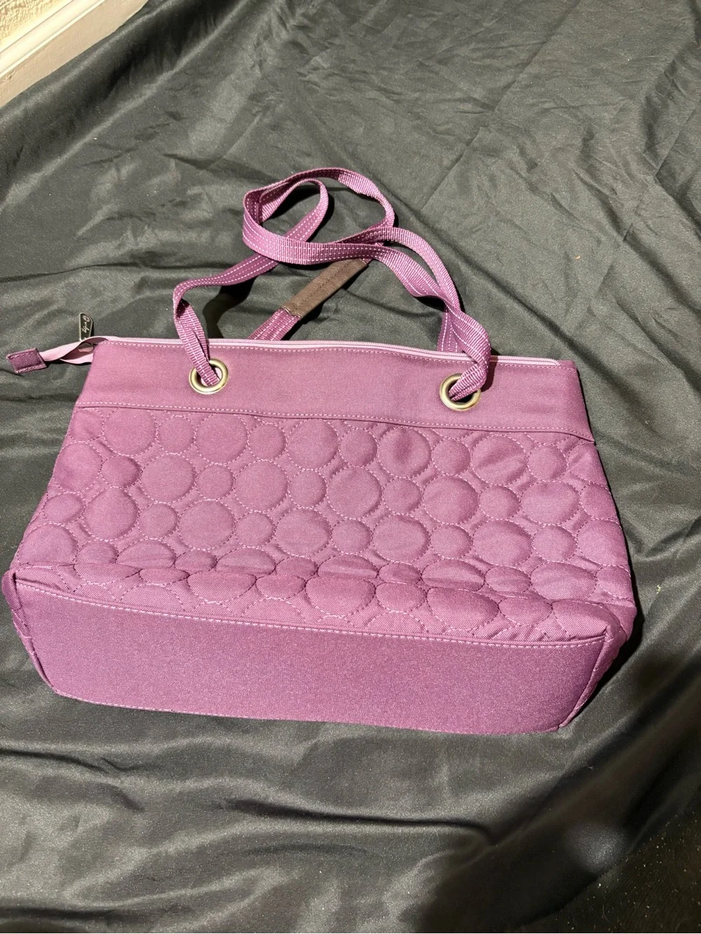 thirty-one Purple Quilted Circle-Pattern Tote with Grommet Straps